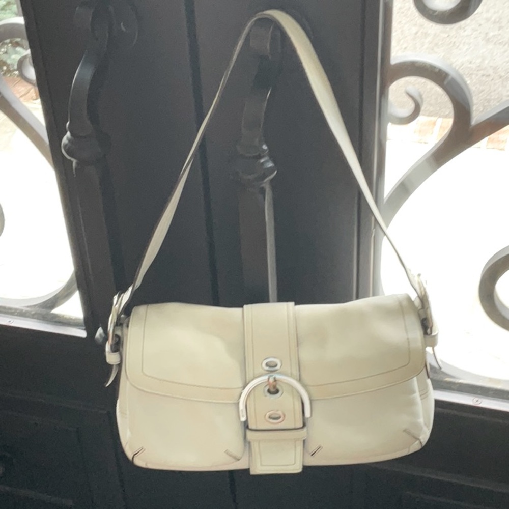 White Leather Coach Shoulder Bag